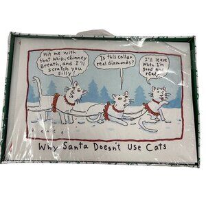 Vintage Shoebox Hallmark Christmas Cards Why Santa Doesn't Use Cats Sleigh 18